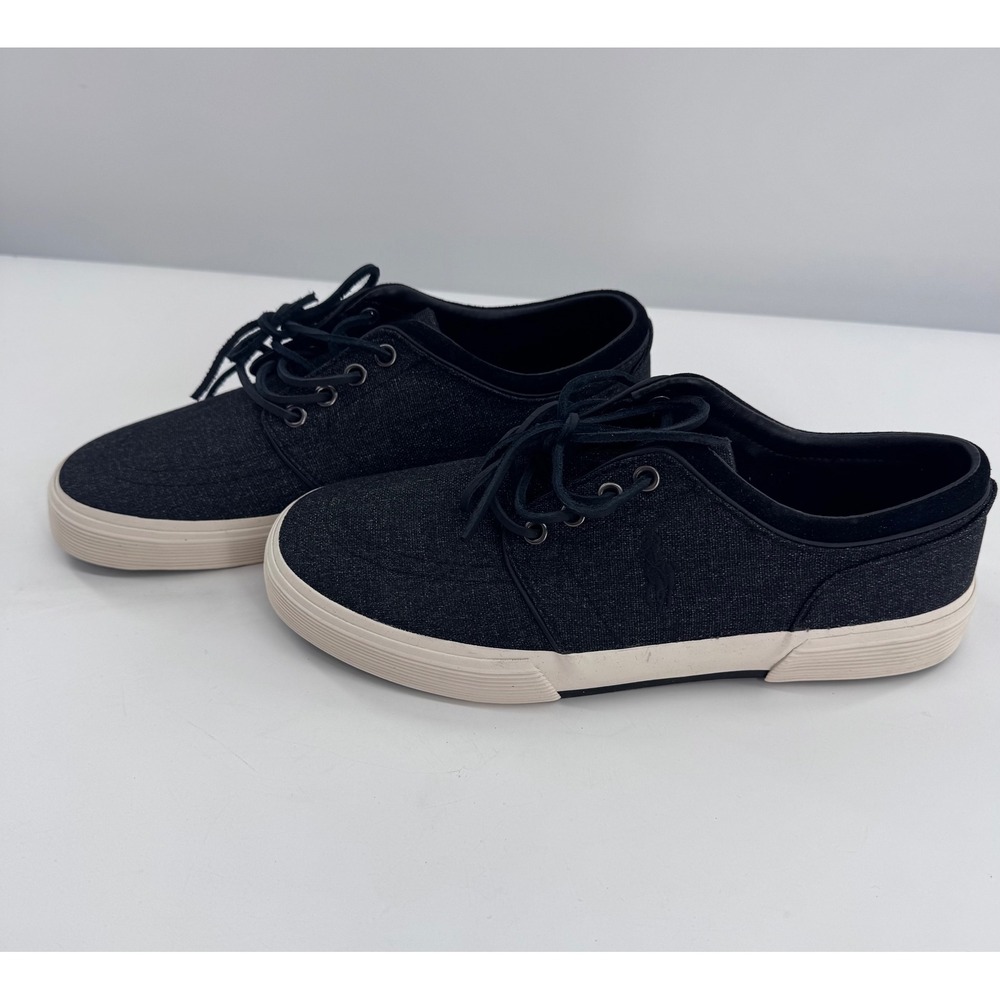 Polo Ralph Lauren Faxon Low Black Heathered Lace Up Shoes Pony 8.5D New